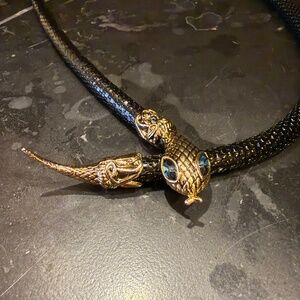 vintage dl auld snake mesh necklace belt with blue eyed stones